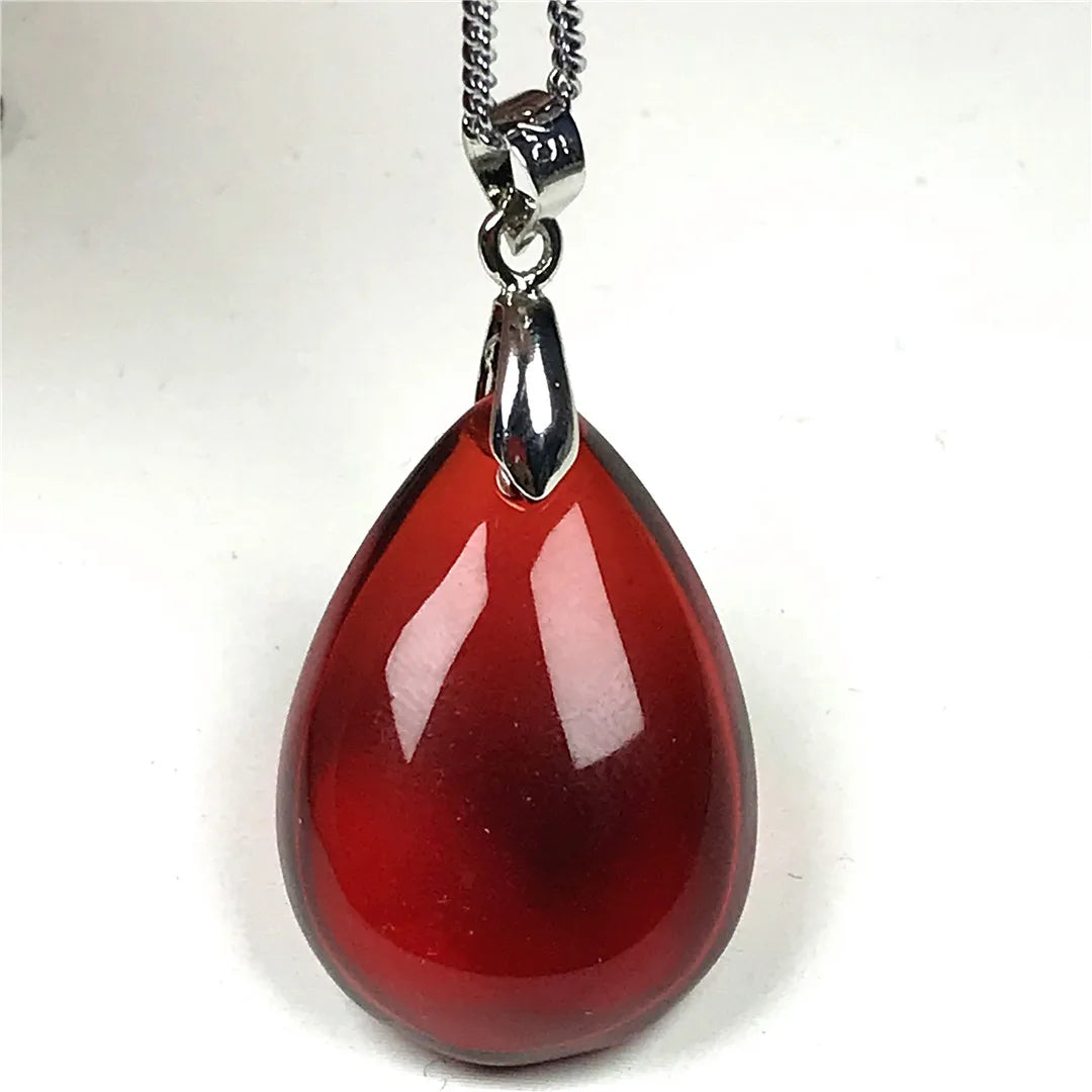 Natural Red Blood Amber Pendant: Healing Beauty for Women and Men