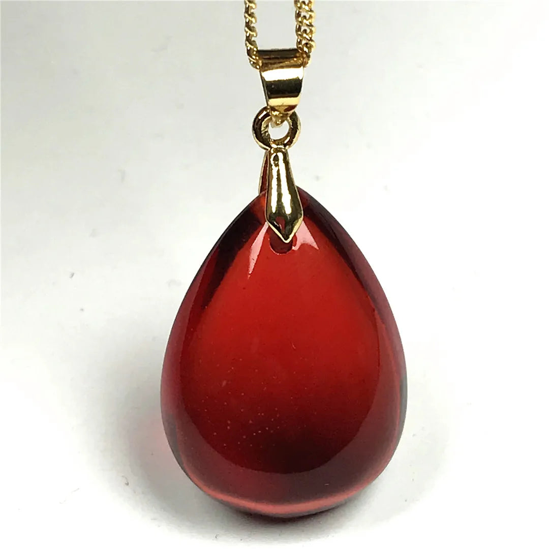 Natural Red Blood Amber Pendant: Healing Beauty for Women and Men