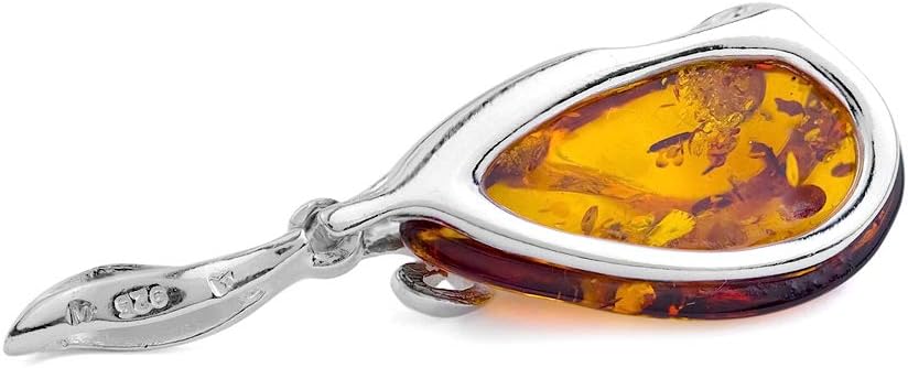 Elegant Light Amber Sterling Silver Drop Pendant Necklace – 18 Inches