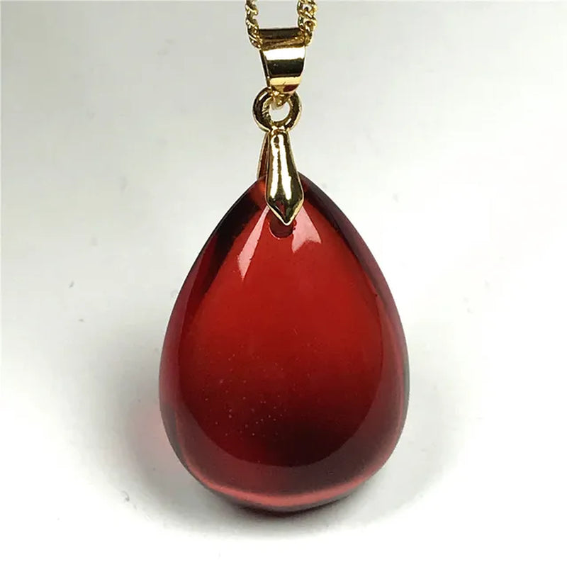 Natural Red Blood Amber Pendant: Healing Beauty for Women and Men 