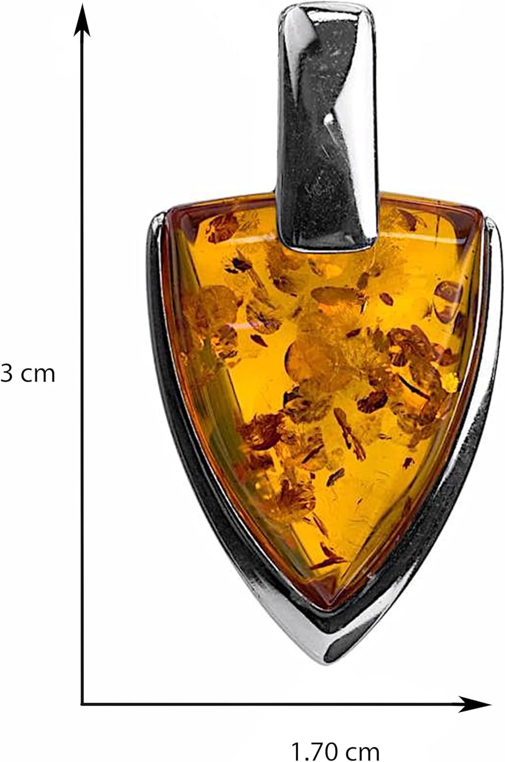 Amber Pendant Sterling Silver Necklace 18 Inches, Medium, Yellow, 