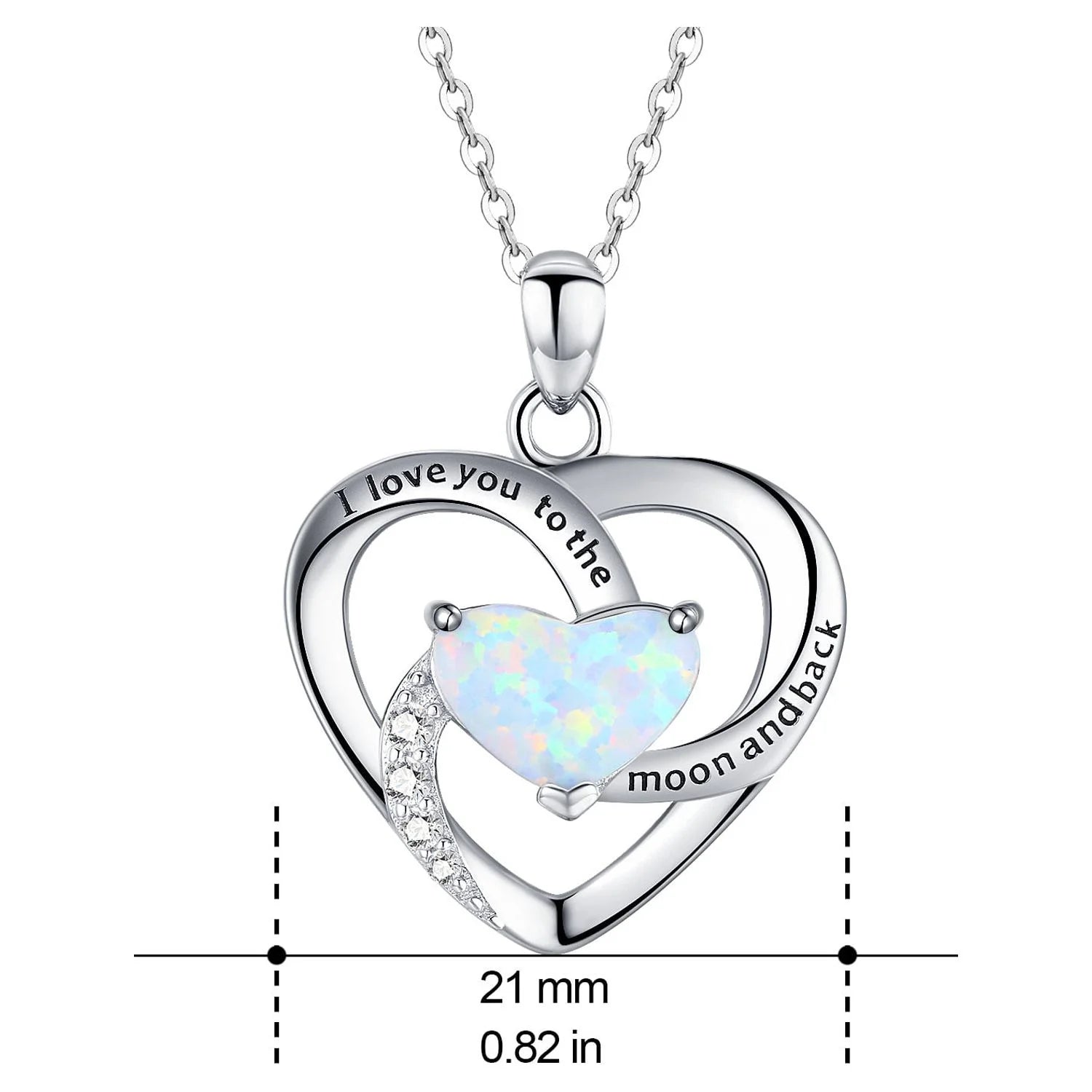 Heart Necklace Opal 925 Sterling Silver | Opal Jewelry | "I Love You" Gift