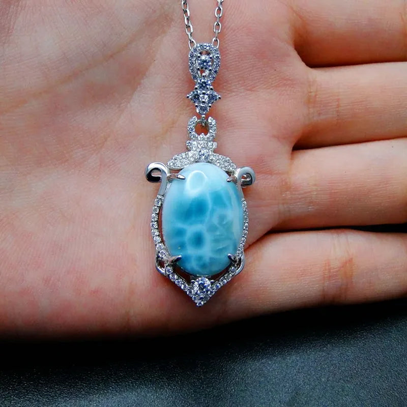 Caribbean Larimar Jewelry 925 Sterling Silver Natural Larimar Pendants