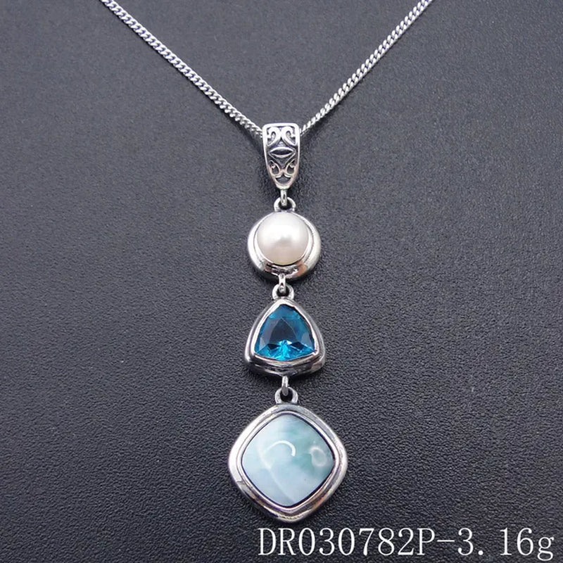 Caribbean Larimar Jewelry 925 Sterling Silver Natural Larimar Pendants