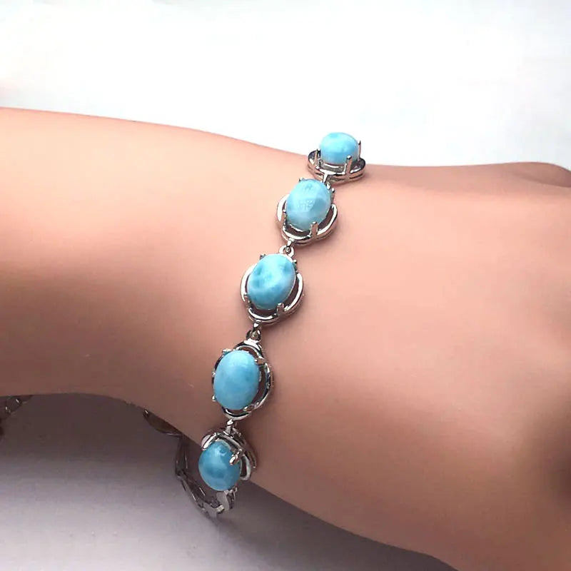 Sterling 925 Silver High Quality Larimar Bracelet