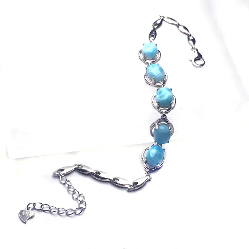 Sterling 925 Silver High Quality Larimar Bracelet