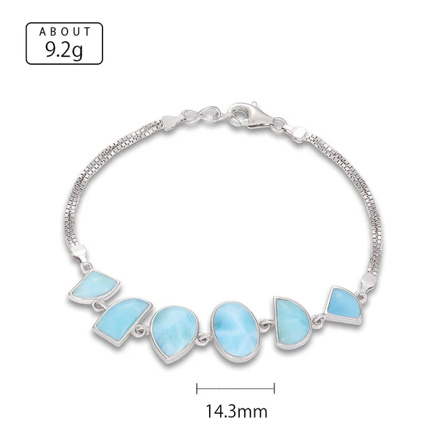 Trendy Geometric Larimar 925 Sterling Silver Bangle – Fashion Bracelet