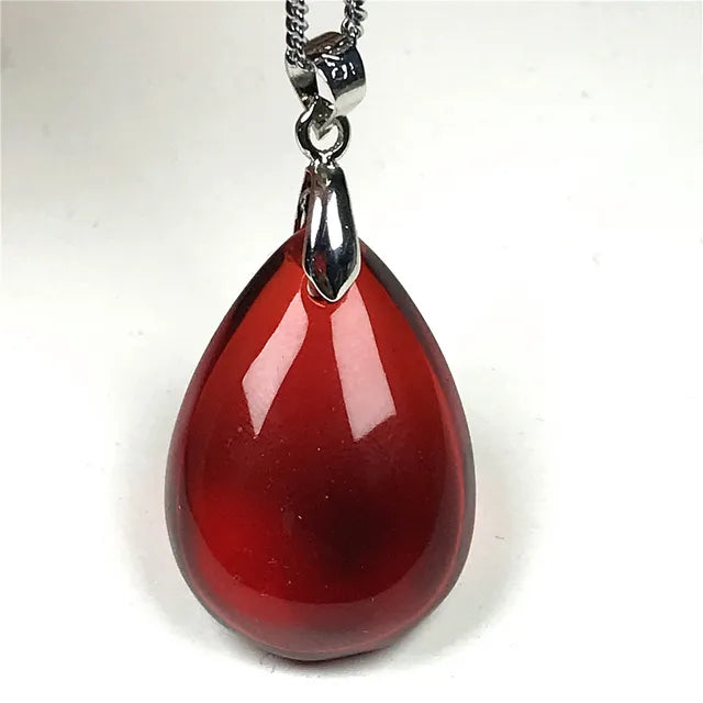 Natural Red Blood Amber Pendant: Healing Beauty for Women and Men 