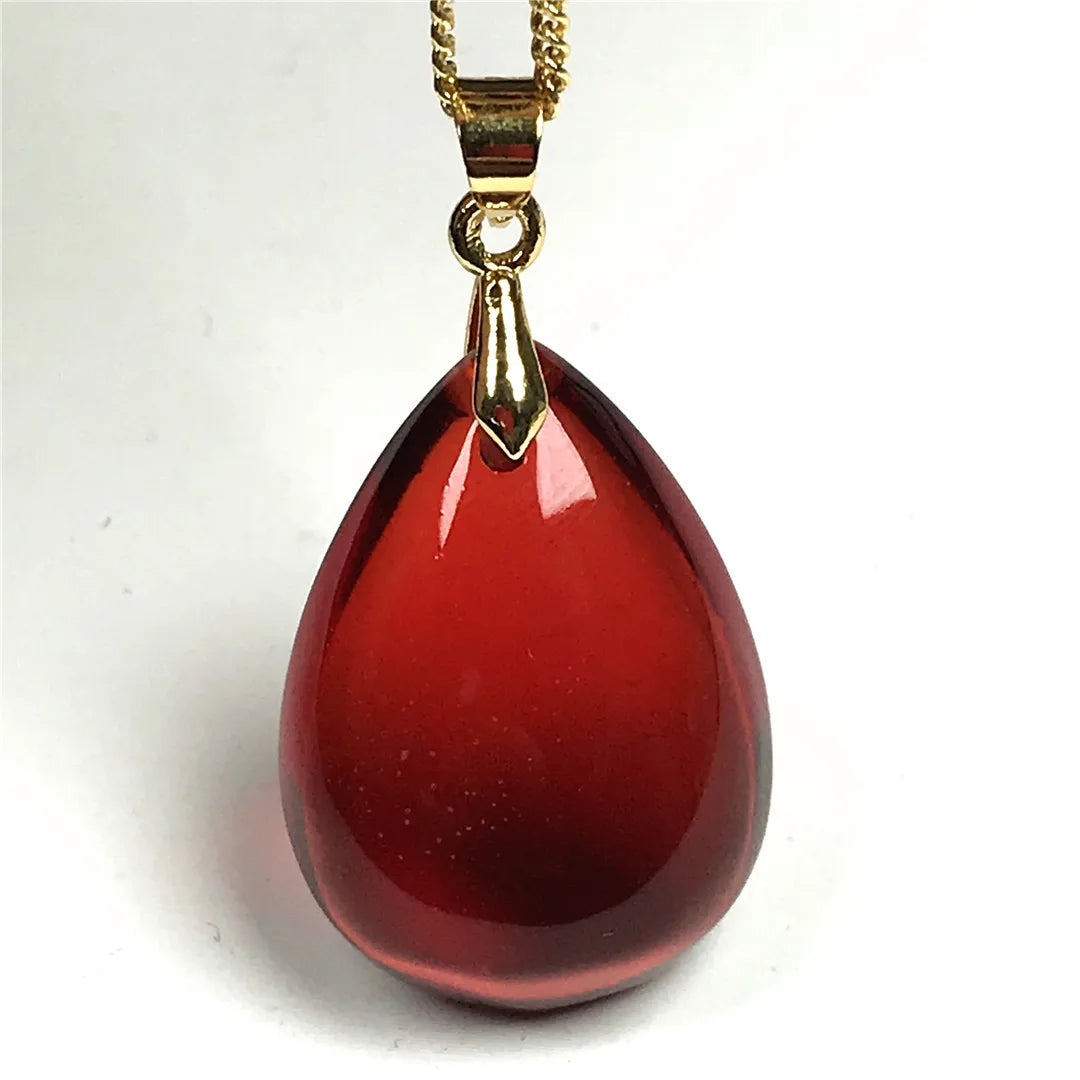 Natural Red Blood Amber Pendant: Healing Beauty for Women and Men 