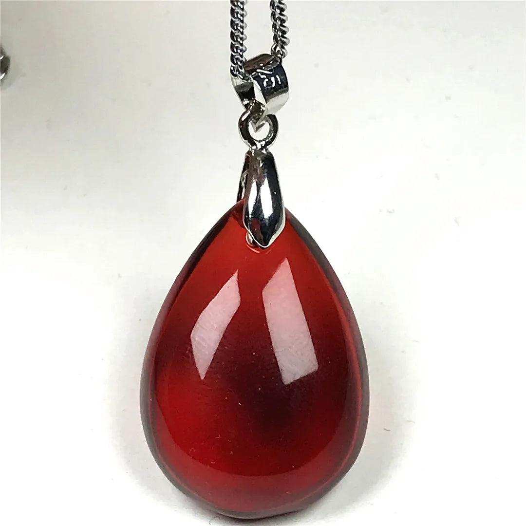 Natural Red Blood Amber Pendant: Healing Beauty for Women and Men 