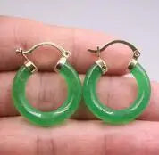 Radiant Beauty: 18K Yellow Gold-Plated Green Jade Circle Hoop Earrings (0.98 Inch)