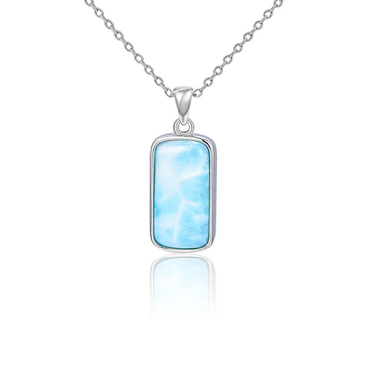 925 Sterling Silver Eye-Catching Larimar Necklace