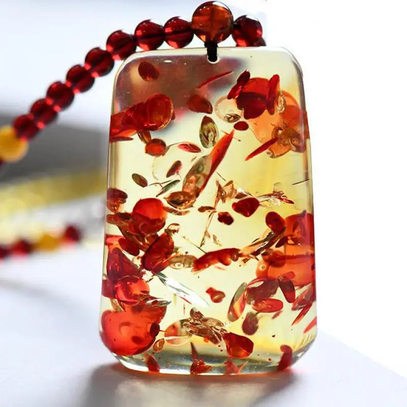 Fine Flower Amber Pendant Necklace – Natural Baltic Amber Amulet for Women and Men