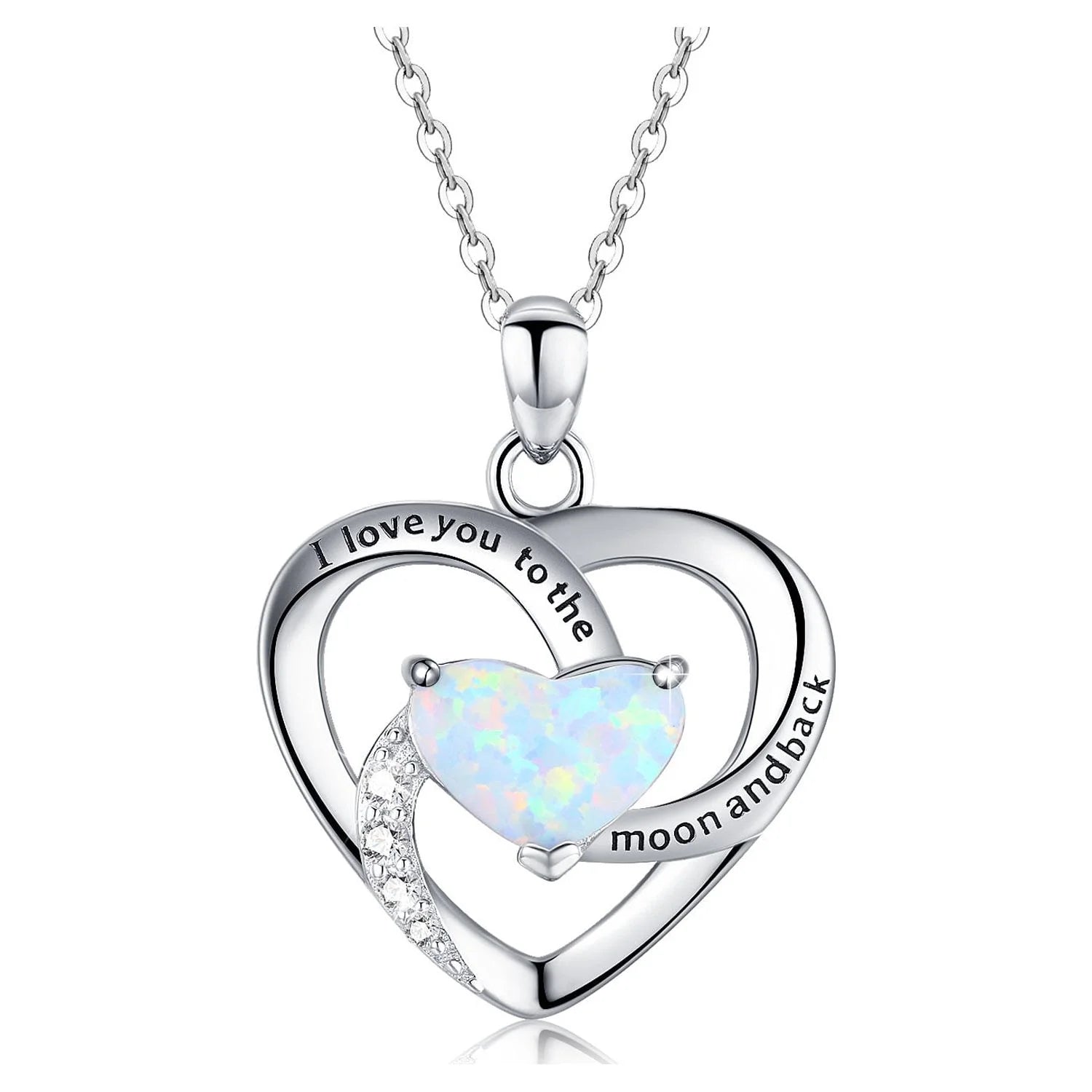 Heart Necklace Opal 925 Sterling Silver | Opal Jewelry | "I Love You" Gift