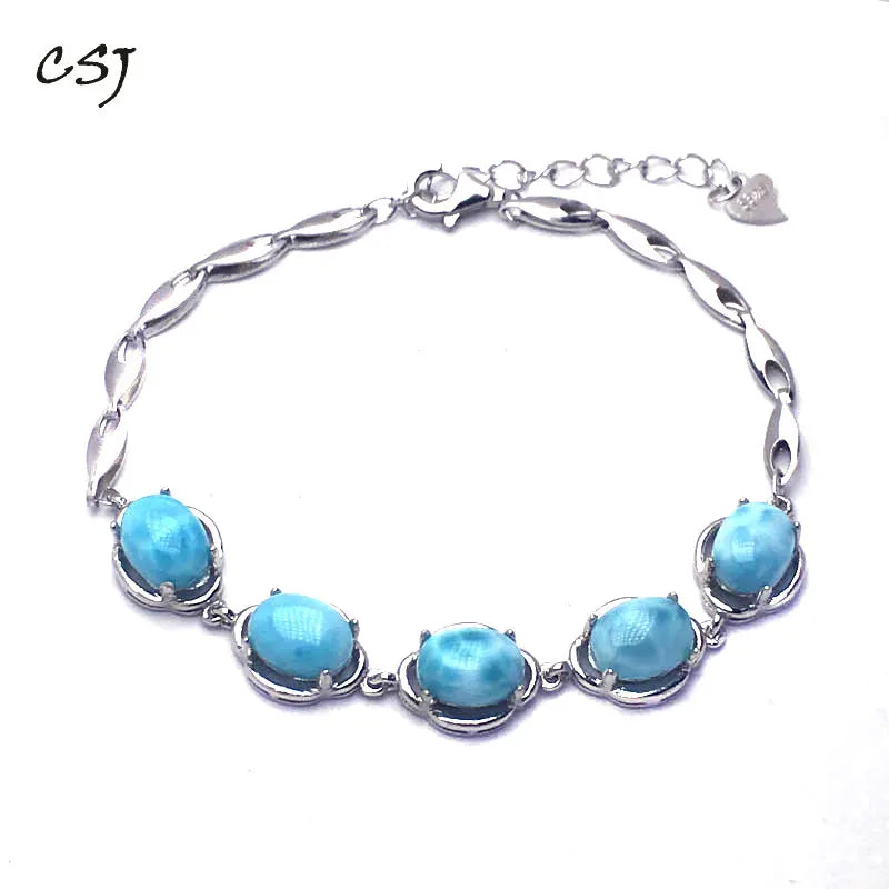 Sterling 925 Silver High Quality Larimar Bracelet